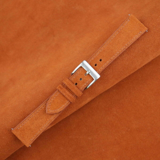 Burnt Orange Suede Leather Watch Strap 2 Burnt Orange Suede Leather Watch Strap - Image 2