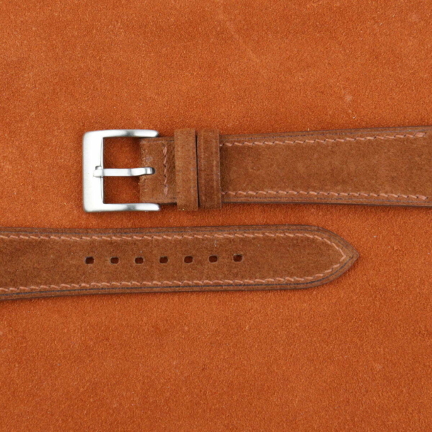 Burnt Brown Suede Leather Watch Strap - Image 2