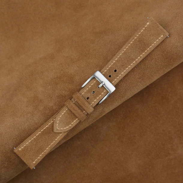 Brown Suede Leather Watch Strap 3 Brown Suede Leather Watch Strap - Image 3
