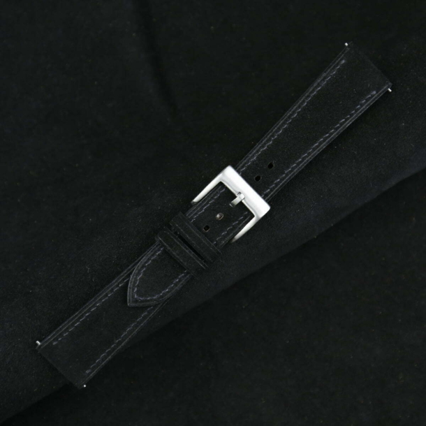 Black Suede Leather Watch Strap - Image 3