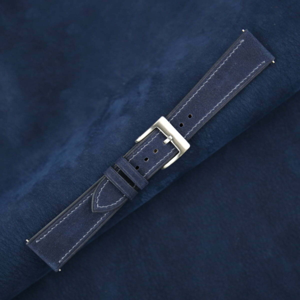 Navy Nubuck Leather Watch Strap - Image 3