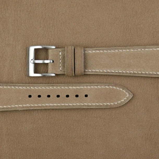 Dark Beige Nubuck Leather Watch Strap - Image 2