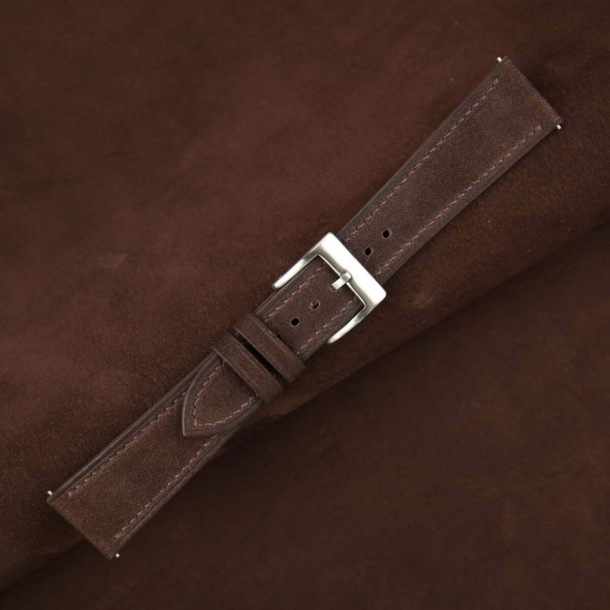 Chocolate Nubuck Leather Watch Strap - Image 4