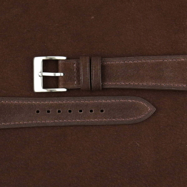 Chocolate Nubuck Leather Watch Strap - Image 3