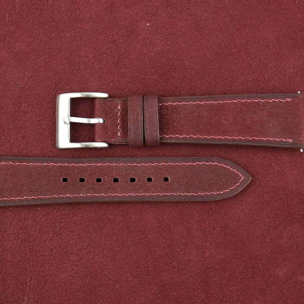 Burgundy Nubuck Leather Watch Strap - Image 2