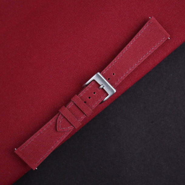 Burgundy Canvas Watch Strap - Image 3