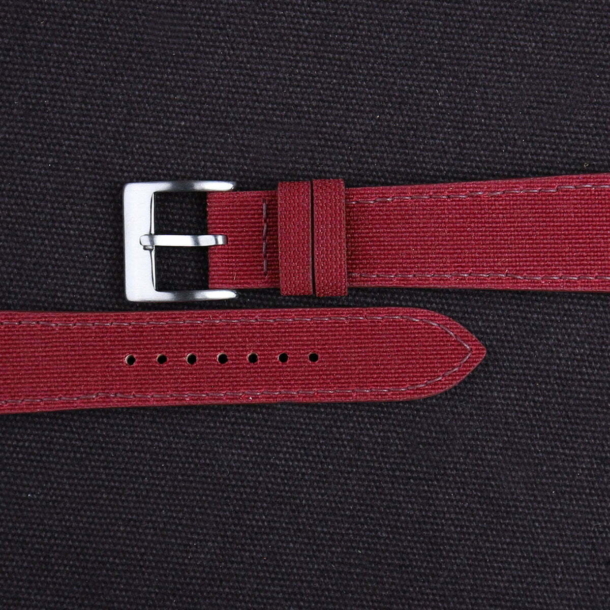 Burgundy Canvas Watch Strap - Image 2