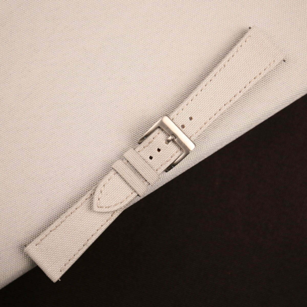 Pearl White Canvas Watch Strap - Image 4