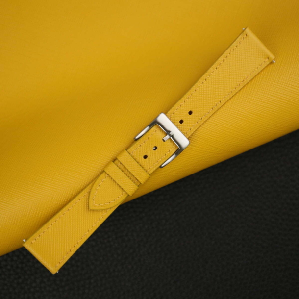 Yellow Saffiano Leather Watch Strap - Image 3