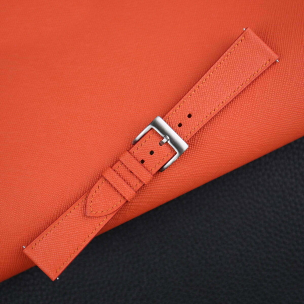 Orange Saffiano Leather Watch Strap - Image 3