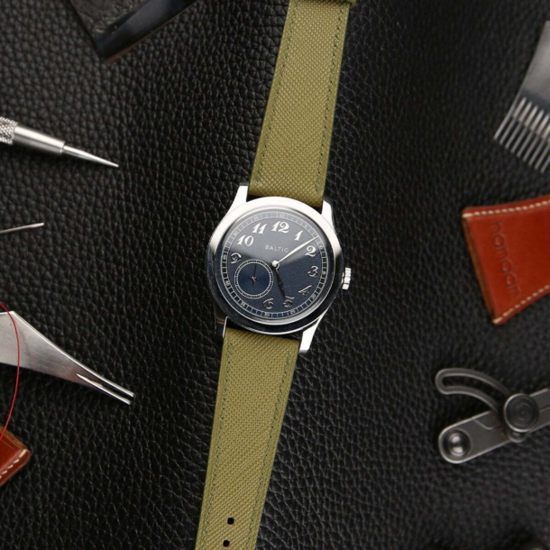 Olive Saffiano Leather Watch Strap - Image 2