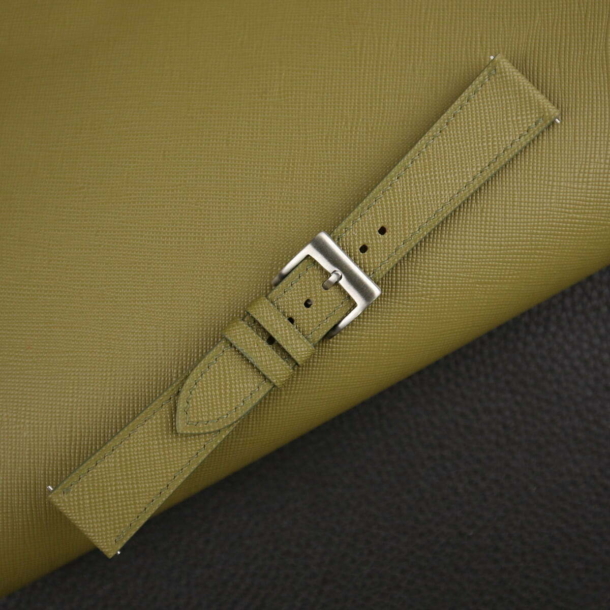 Olive Saffiano Leather Watch Strap - Image 3