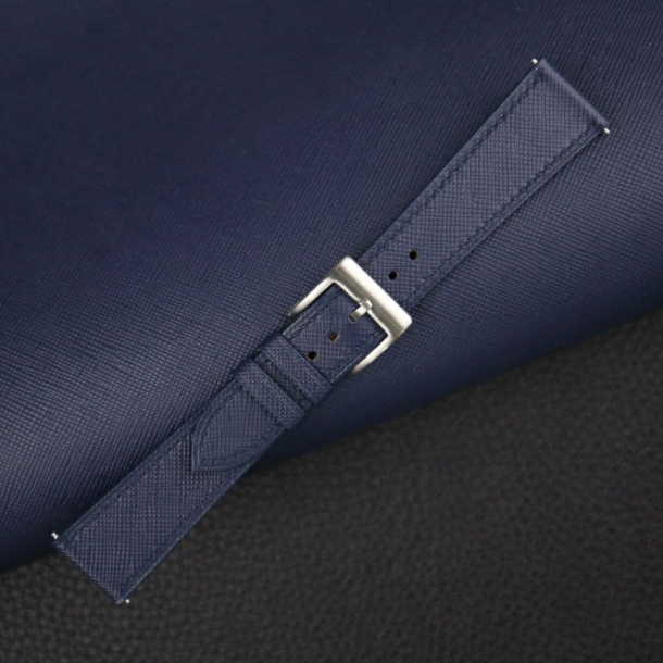 Navy Saffiano Leather Watch Strap - Image 3