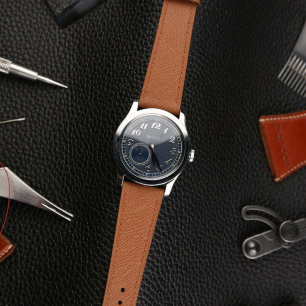 Golden Brown Saffiano Leather Watch Strap - Image 2