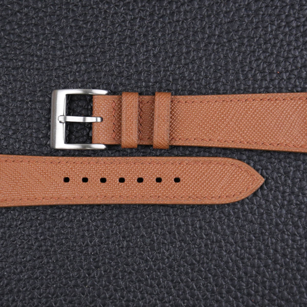 Golden Brown Saffiano Leather Watch Strap - Image 4