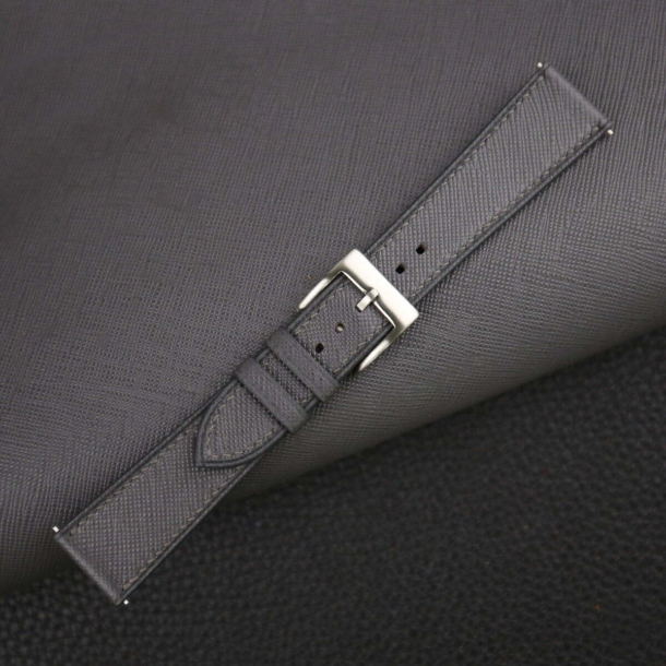 Dark Grey Saffiano Leather Watch Strap - Image 4