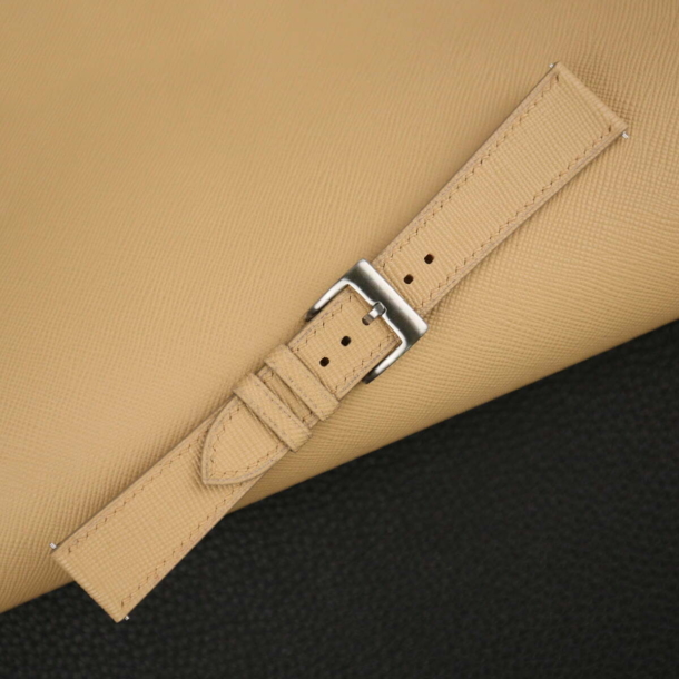 Beige Saffiano Leather Watch Strap - Image 4
