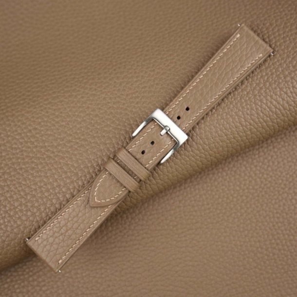 Taupe Togo Leather Watch Strap 4 Taupe Togo Leather Watch Strap - Image 4