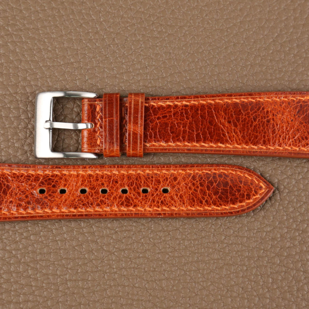 Cognac Waxed Leather Watch Strap - Image 2