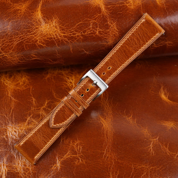Oil Brown Waxed Leather Watch Strap - Image 2