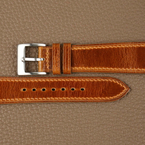 Oil Brown Waxed Leather Watch Strap - Image 3