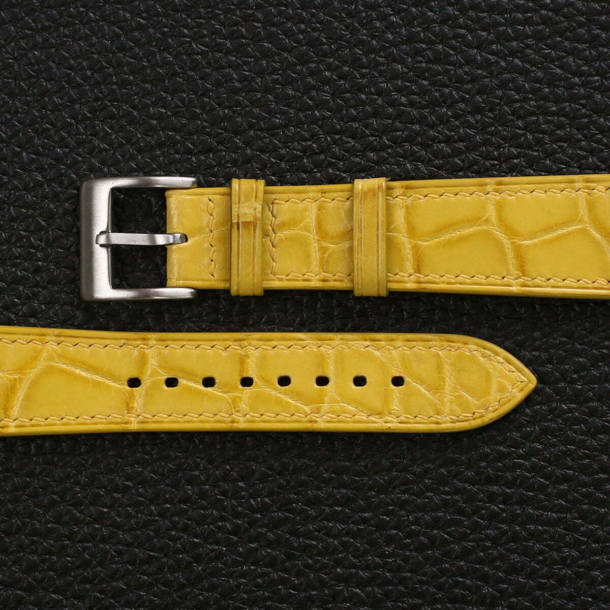Yellow Alligator Leather Watch Strap - Image 2