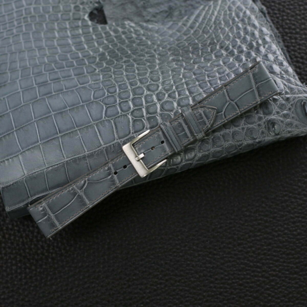 Stone Grey Alligator Leather Watch Strap - Image 3