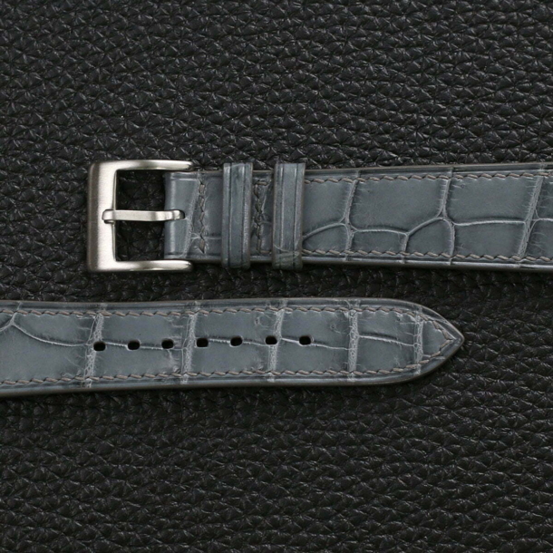 Stone Grey Alligator Leather Watch Strap - Image 2