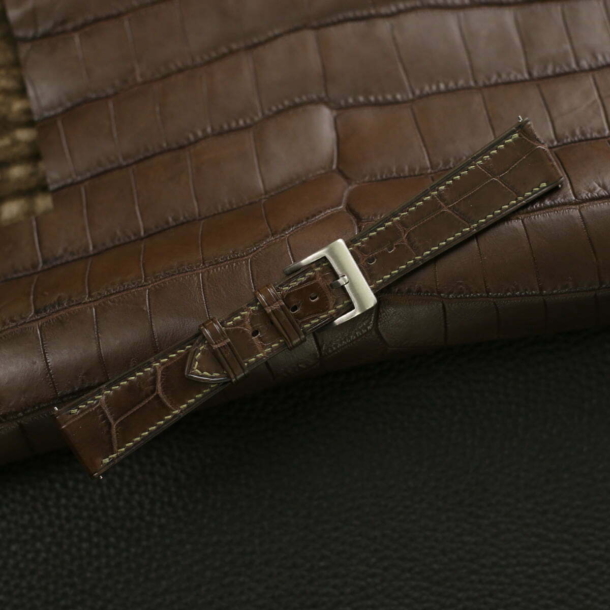 Dark Olive Alligator Leather Watch Strap - Image 3