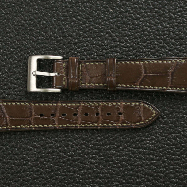 Dark Olive Alligator Leather Watch Strap - Image 2