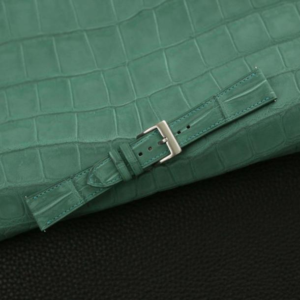 Nubuck Green Alligator Leather Watch Strap - Image 3