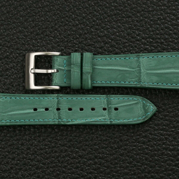 Nubuck Green Alligator Leather Watch Strap - Image 2