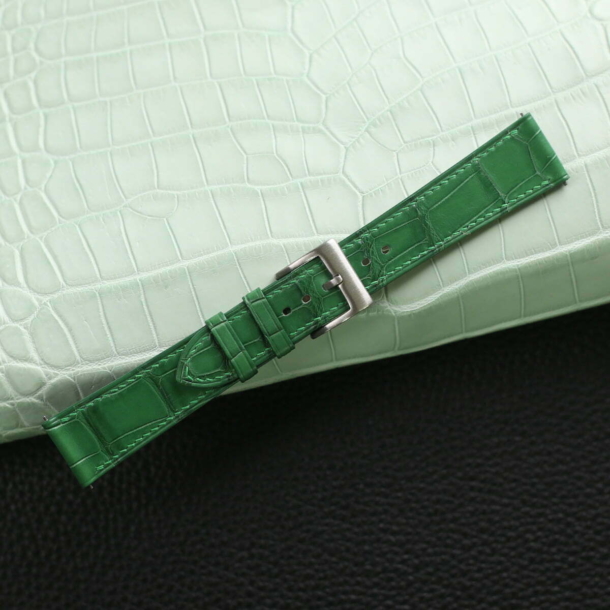 Light Green Alligator Leather Watch Strap - Image 3