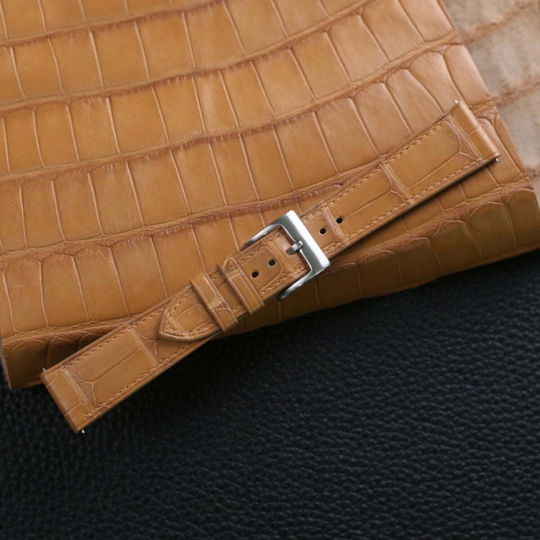 Light Brown Alligator Leather Watch Strap - Image 3