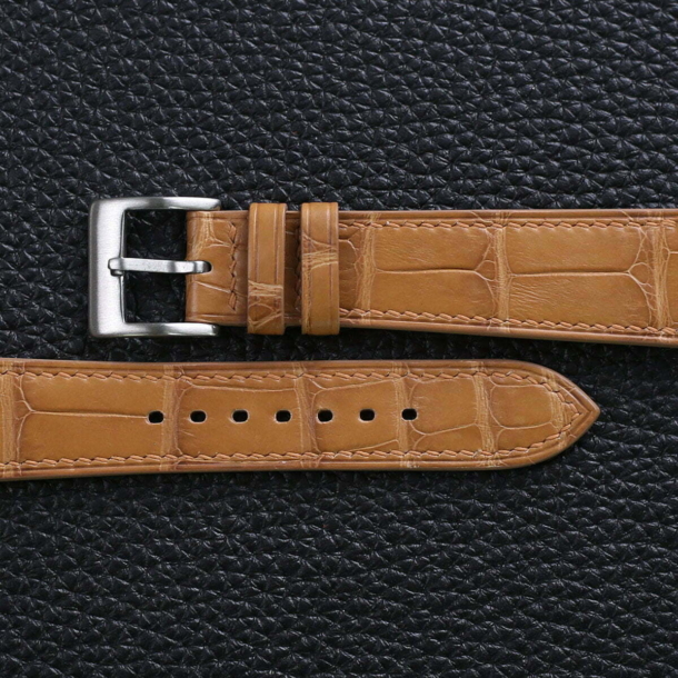 Light Brown Alligator Leather Watch Strap - Image 2