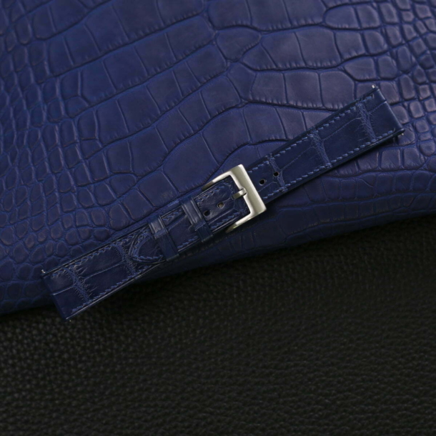 Dark Blue Alligator Leather Watch Strap - Image 4
