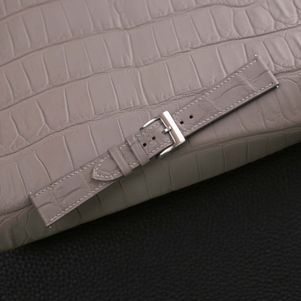 Cement Alligator Leather Watch Strap - Image 3