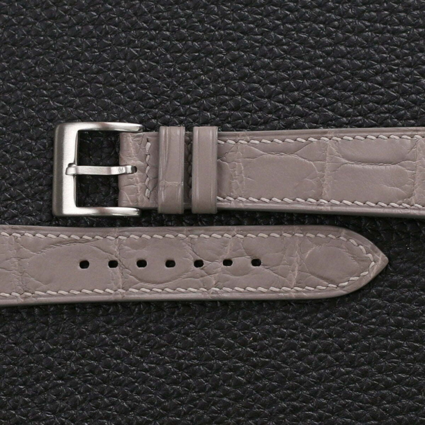 Cement Alligator Leather Watch Strap - Image 2
