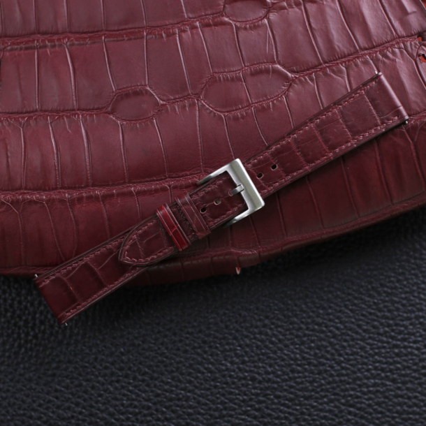 Burgundy Alligator Leather Watch Strap - Image 3