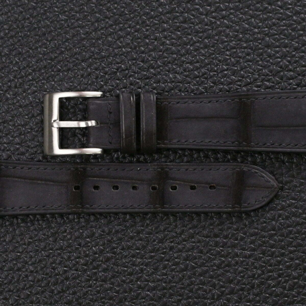 black nubuck alligator leather watch strap