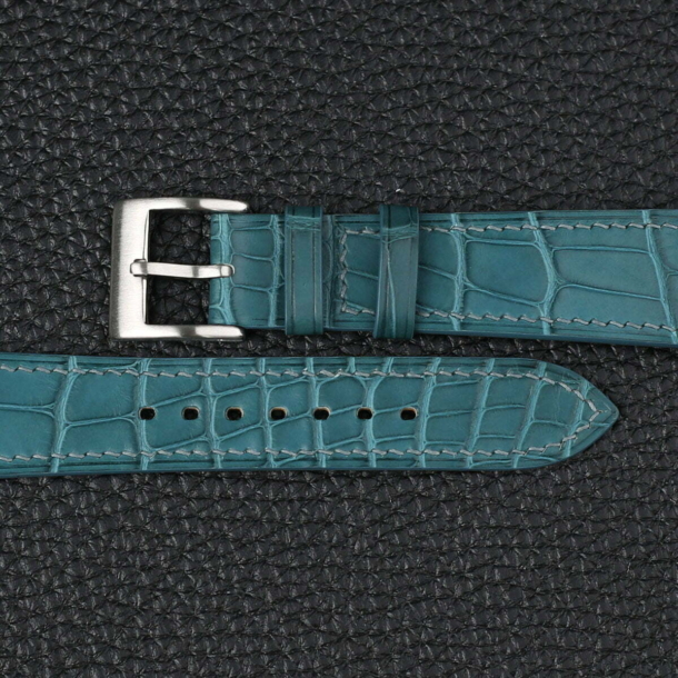 Aqua Green Alligator Leather Watch Strap - Image 2
