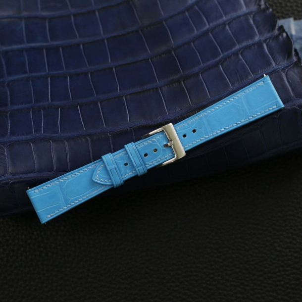 Miami Blue Alligator Leather Watch Strap - Image 4