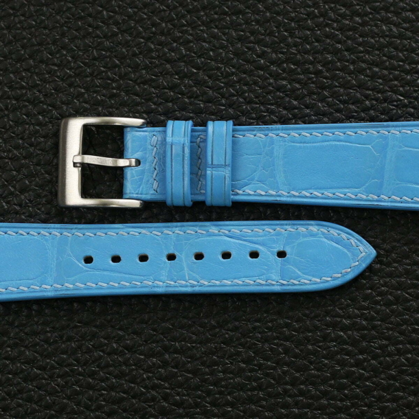Miami Blue Alligator Leather Watch Strap - Image 3