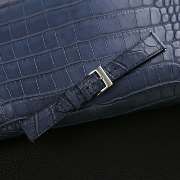 Jean Blue alligator leather watch strap