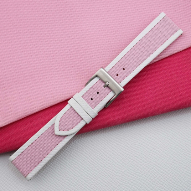 Light Pink Canvas Folded Edge Epsom Watch Strap 3 Light Pink Canvas Folded Edge Epsom Watch Strap (1)