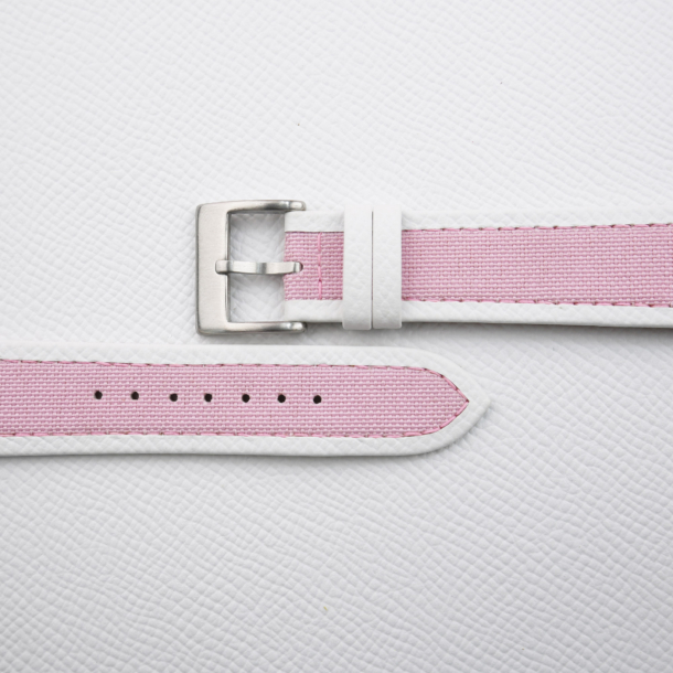Light Pink Canvas Folded Edge Epsom Watch Strap 2 Light Pink Canvas Folded Edge Epsom Watch Strap (2)