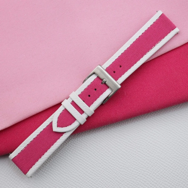 Pink Canvas Folded Edge Epsom Watch Strap