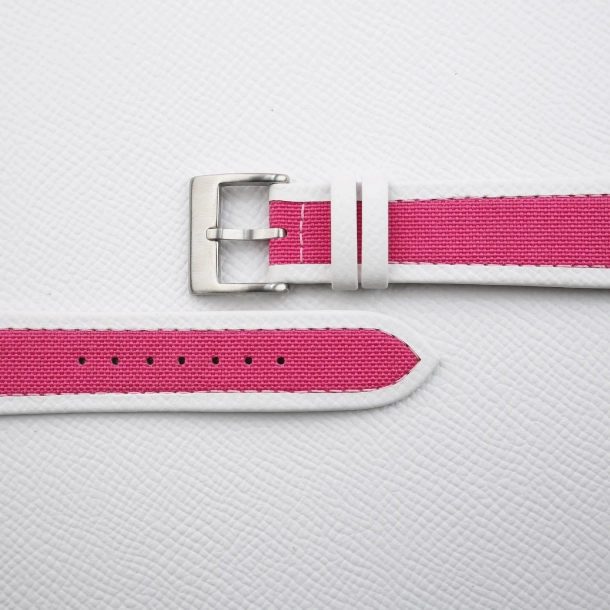 Pink Canvas Folded Edge Epsom Watch Strap
