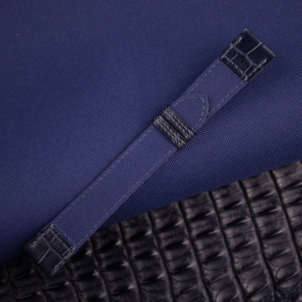 Dark Blue Canvas Mix Alligator Watch Strap - Image 7