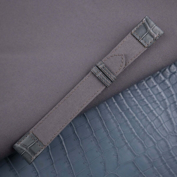Grey Canvas mix Alligator Watch Strap - Image 5